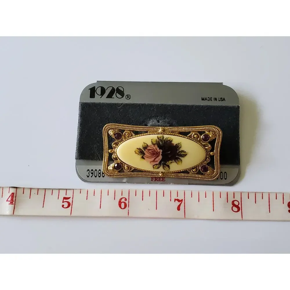 Vintage 1928 Designer Glass Mogul Floral Brooch